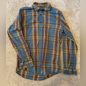 Eddie Bauer Plaid Button-Down Shirt in Blue, Yellow & Red